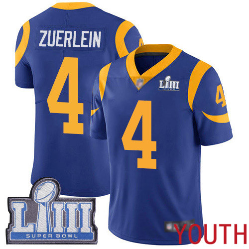 Los Angeles Rams Limited Royal Blue Youth Greg Zuerlein Alternate Jersey NFL Football 4 Super Bowl LIII Bound Vapor Untouchable